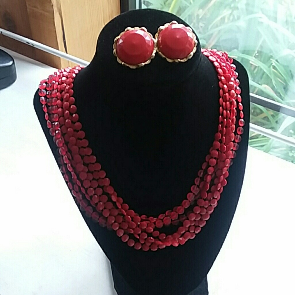 Vintage Necklace with Clip Earrings Set